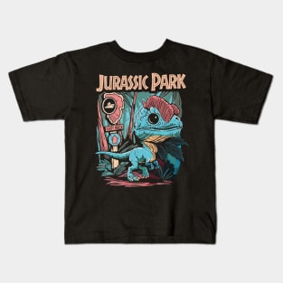 Dilophosaurus Encounter: Movie Scene-Inspired Dilophosaurus Kids T-Shirt